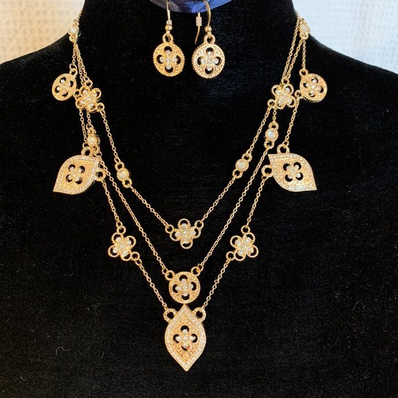 Ballet Gold Rhinestone Baroque Designer Necklace - Picture 2 of 10